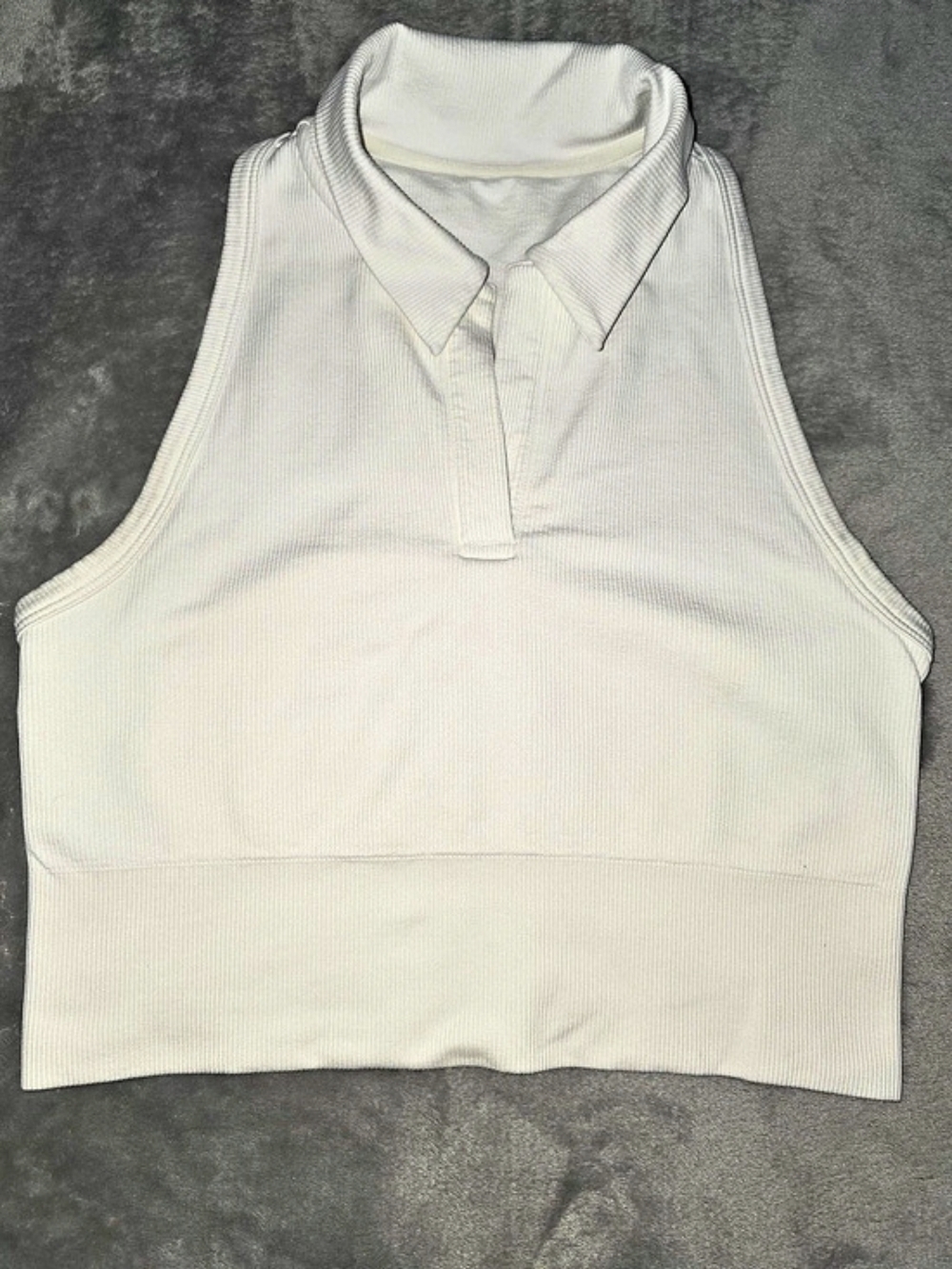 Athleta Ribbed Collared Golf Tank Top White Size Medium
